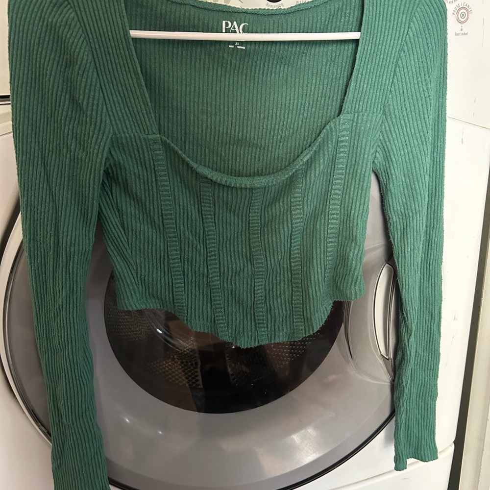 PacSun Green Ribbed Crop Top